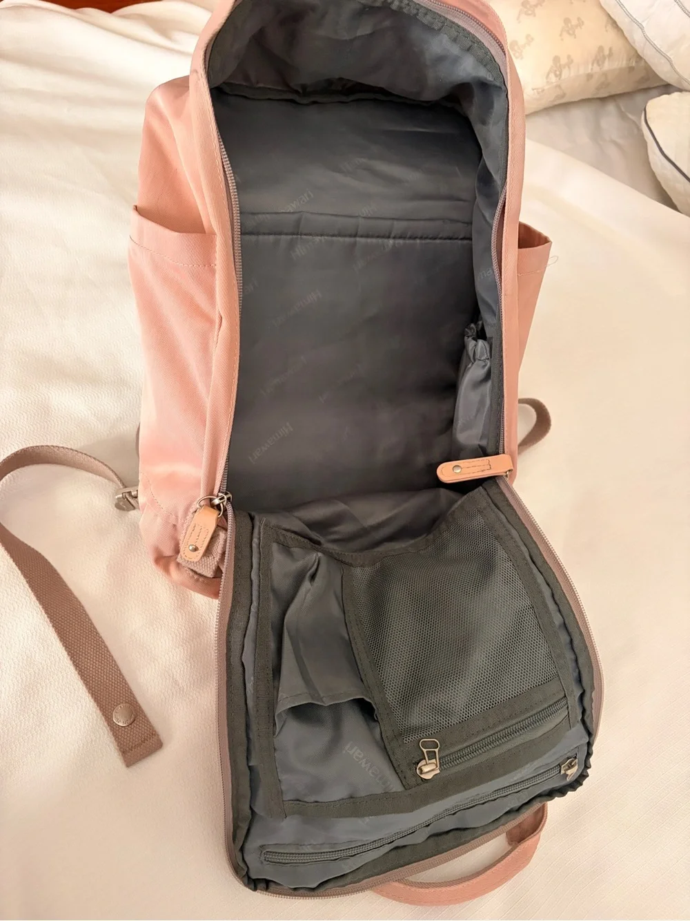 Himawari Pink and Gray Canvas Backpack for Men - Casual Travel Daypack